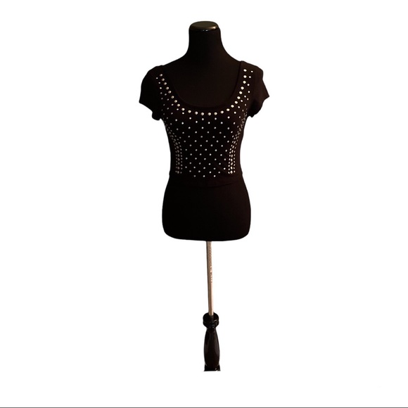 Bozzolo Black Studden Crop Top Size Medium - Picture 3 of 11